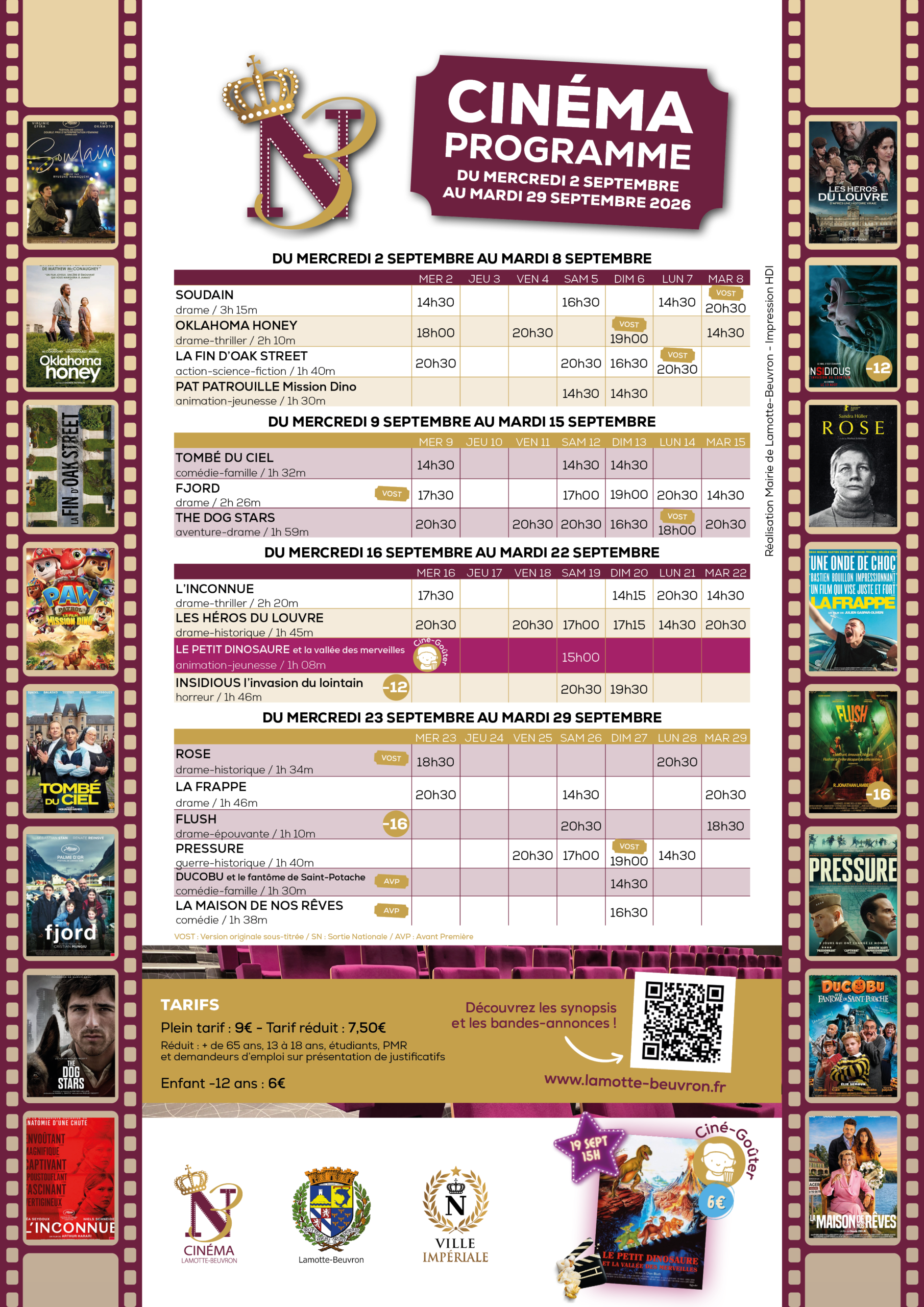Programme cinéma A4 septembre