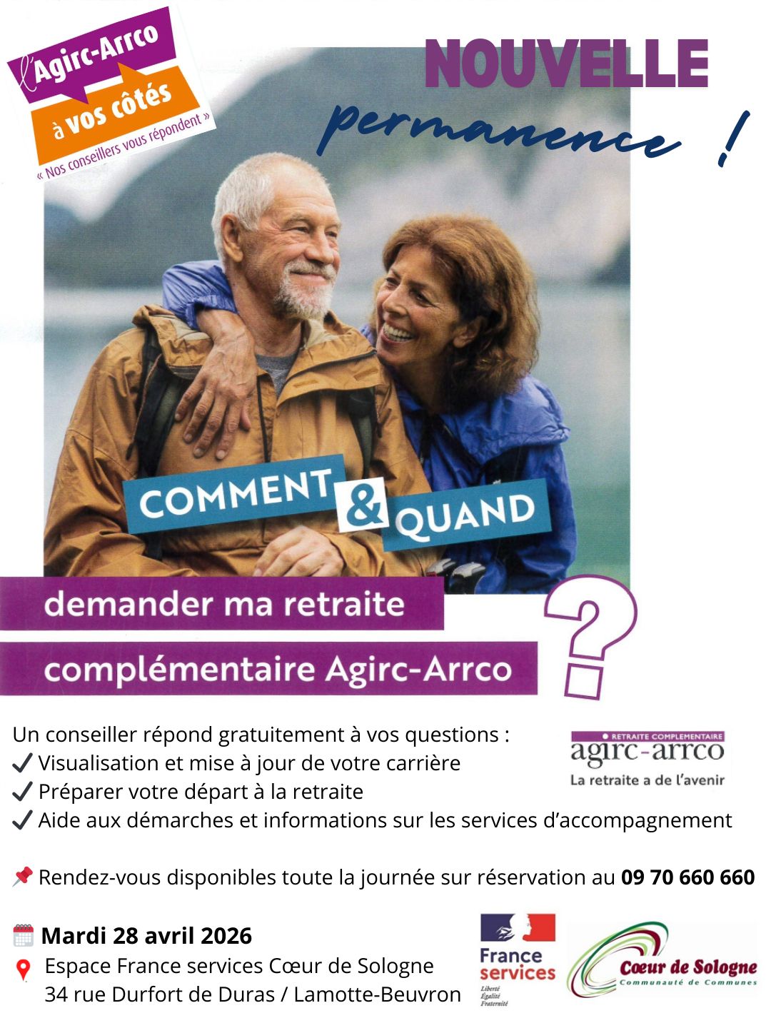 AFFICHE PERMANENCE AGIRC ARRCO 28 04 2026